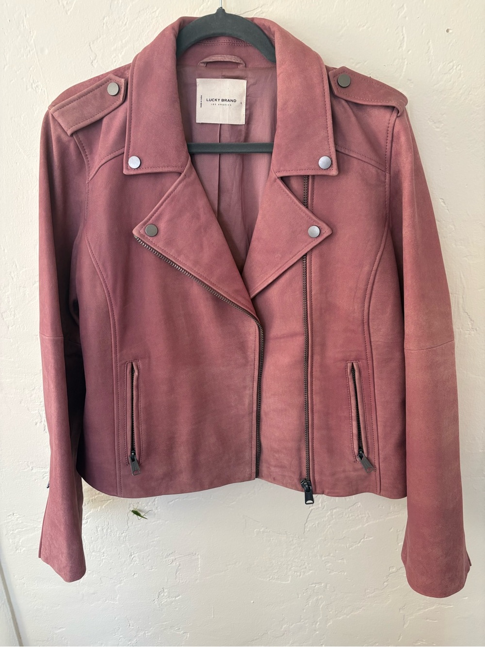 Lucky Brand Dusty Rose Suede Moto Jacket